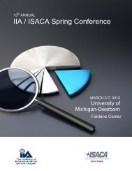 IIA / ISACA Spring Conference - The Institute of Internal Auditors