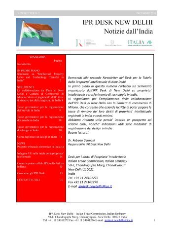 IPR DESK NEW DELHI Notizie dall'India - Italian Trade Commission ...