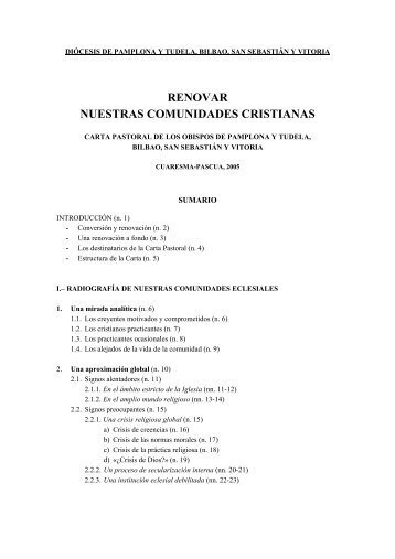 Carta Pastoral "Renovar nuestras comunidades cristianas"