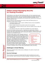 Pattern-based Messaging Security for Hosting Providers - Commtouch