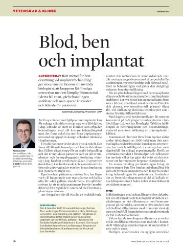 Blod, ben och implantat - Tandläkartidningen