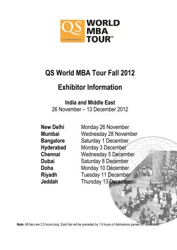QS World MBA Tour Fall 2012 Exhibitor Information
