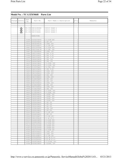 Model No. : TC-L32XM6H Schematic Diagram Note Page 1 of 34 ...