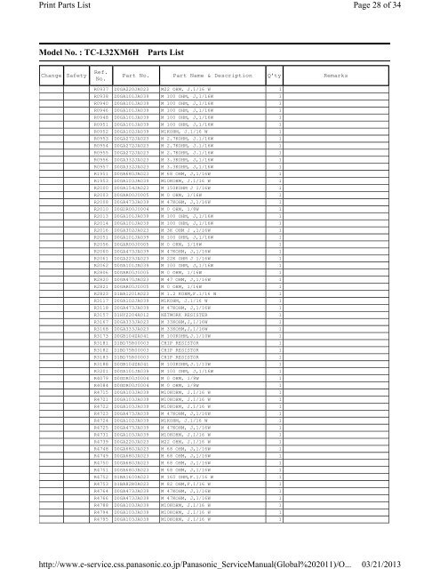 Model No. : TC-L32XM6H Schematic Diagram Note Page 1 of 34 ...