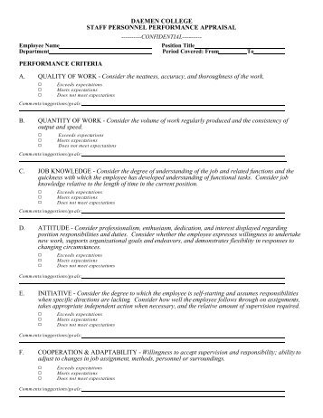 Staff Performance Evaluation Form PrePdf
