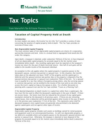 Taxation of Capital Property Held at Death - Repsource - Manulife ...