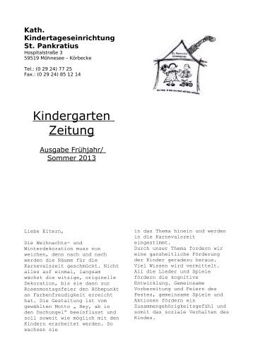 Kindergarten Zeitung 01 2013.pdf - Katholische Kirche MÃ¶hnesee