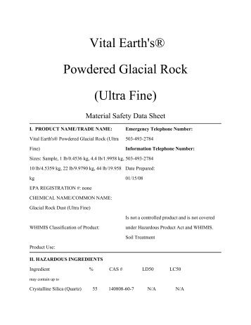 MSDS - Vital Earth's