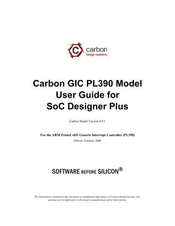 Carbon GIC PL390 Model User Guide for SoC Designer Plus