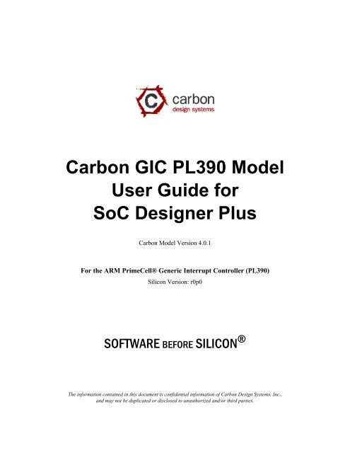 Carbon GIC PL390 Model User Guide for SoC Designer Plus
