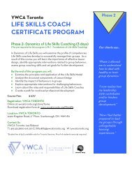 LIFE SKILLS COACH CERTIFICATE PROGRAM - YWCA Toronto