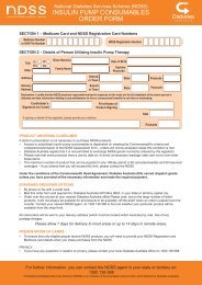 INSULIN PUMP CONSUMABLES ORDER FORM - NDSS