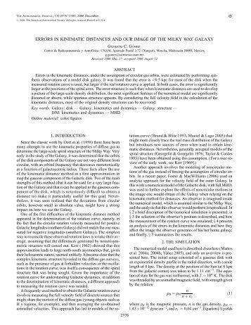 errors in kinematic distances and our image of the milky way galaxy