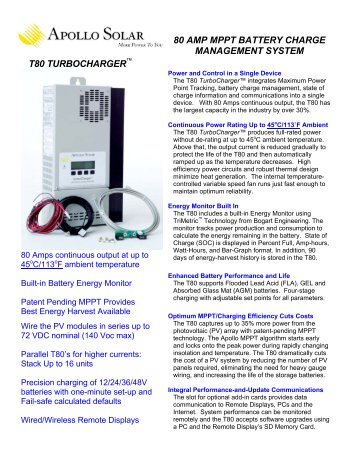T-80 MPPT Charge Controller - ECI Wind and Solar