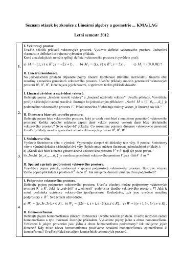 Seznam otÃ¡zek ke zkouÅ¡ce z geometrie I