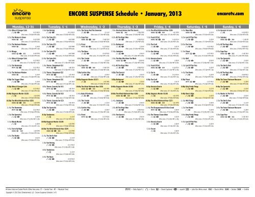 ENCORE SUSPENSE Schedule - January, 2013 - Starz