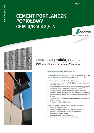 Karta produktowa cementu CEM II B-V 42,5 N - Lafarge