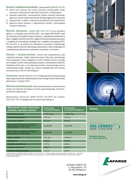 Karta produktowa cementu CEM II B-V 42,5 N - Lafarge