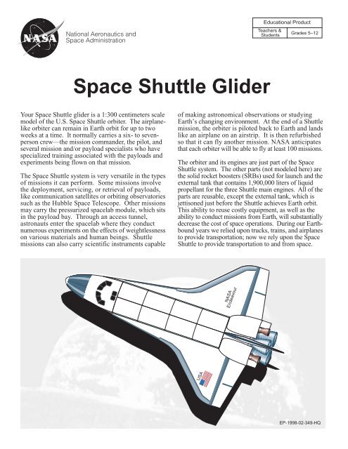 Space Shuttle Glider Kit pdf - ER - NASA