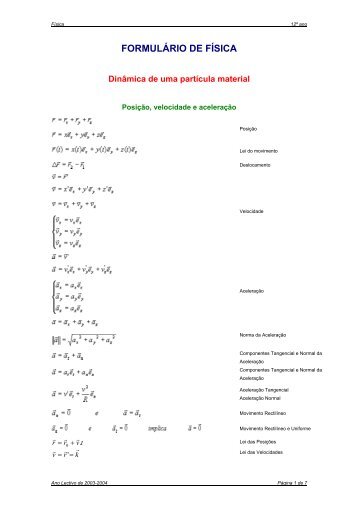 Dinâmica de uma partícula material em movimento num plano