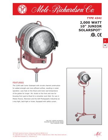 2,000 WATT 10" JUNIOR SOLARSPOTÂ® - Mole-Richardson