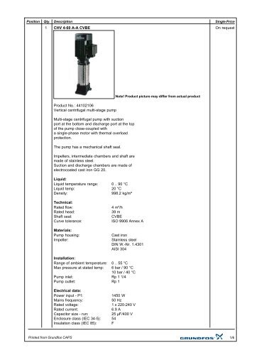 1 On request CHV 4-60 A-A CVBE Product No ... - Yeniiletisim.com.tr