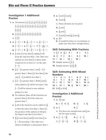 Bits and Pieces II Practice Answers