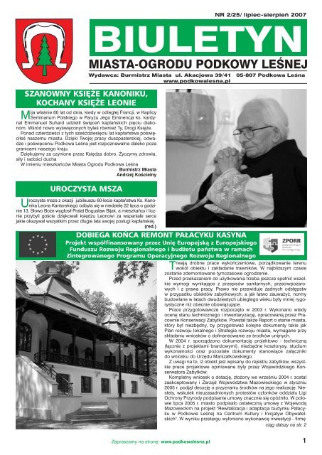 Numer 25, lipiec-sierpień 2007 r. - Podkowa Leśna, Urząd Miasta