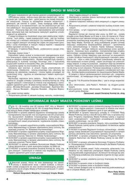 Numer 25, lipiec-sierpień 2007 r. - Podkowa Leśna, Urząd Miasta