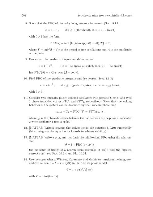 Dynamical Systems in Neuroscience: