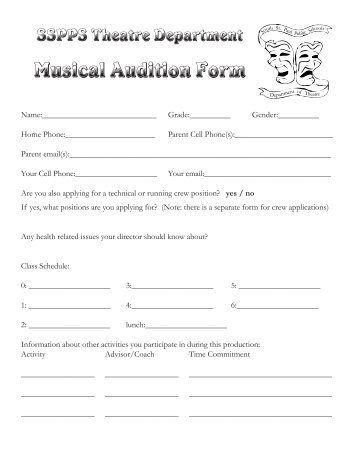 Musical Audition Form - Theatre