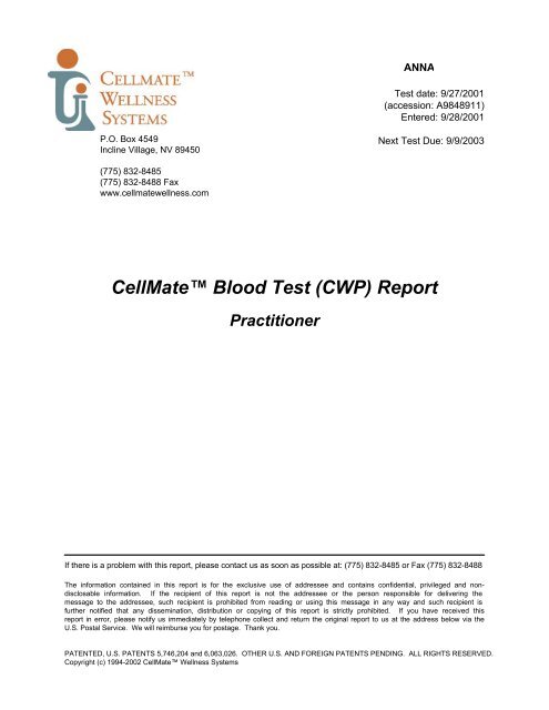 Blood Test Report