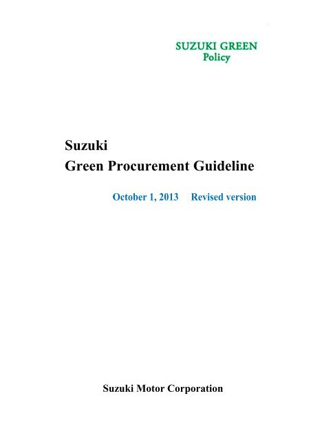 SUZUKI GREEN PROCUREMENT GUIDELINE - global suzuki