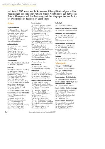 Im I. Quartal 2007 erteilte Genehmigung zum Führen