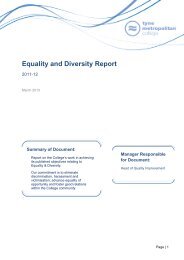 Equality and Diversity Report - Tyne Metropolitan College