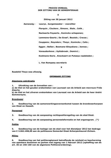 PROCES-VERBAAL DER ZITTING VAN DE ... - Groen Diest