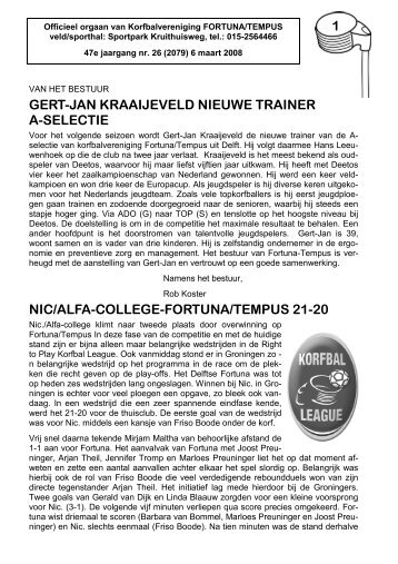 1 gert-jan kraaijeveld nieuwe trainer a-selectie nic/alfa ... - Fortuna