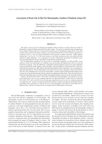 Assessment of flood risk in Hat Yai Municipality, Southern Thailand ...