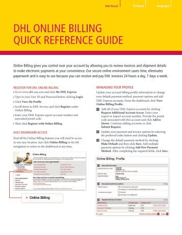 DHL ONLINE BILLING QUICK REFERENCE GUIDE