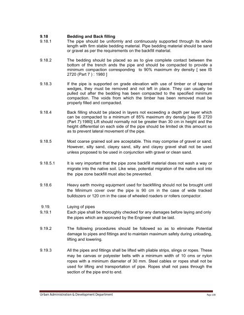 Specifications Part 1 - Water Supply, Sewerage and Tube Well Works