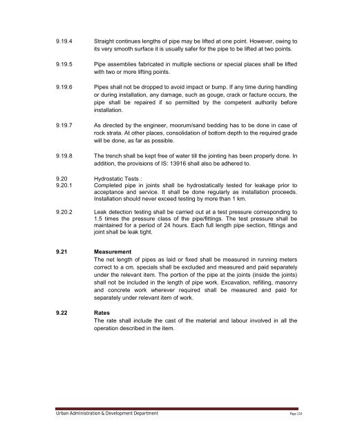 Specifications Part 1 - Water Supply, Sewerage and Tube Well Works