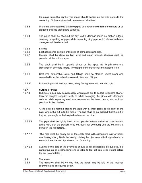 Specifications Part 1 - Water Supply, Sewerage and Tube Well Works