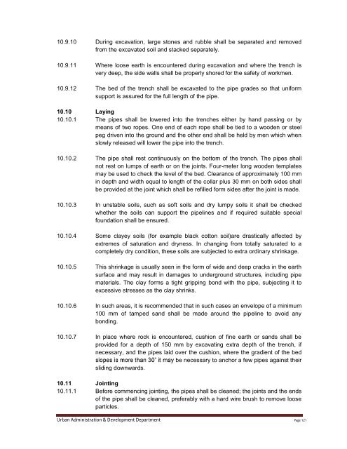 Specifications Part 1 - Water Supply, Sewerage and Tube Well Works