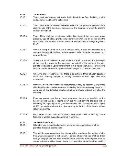 Specifications Part 1 - Water Supply, Sewerage and Tube Well Works