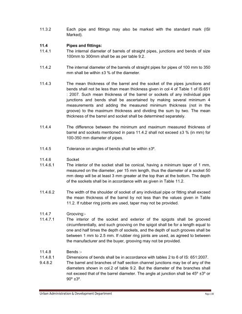 Specifications Part 1 - Water Supply, Sewerage and Tube Well Works