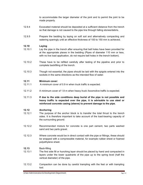 Specifications Part 1 - Water Supply, Sewerage and Tube Well Works