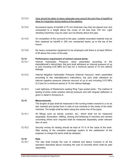 Specifications Part 1 - Water Supply, Sewerage and Tube Well Works