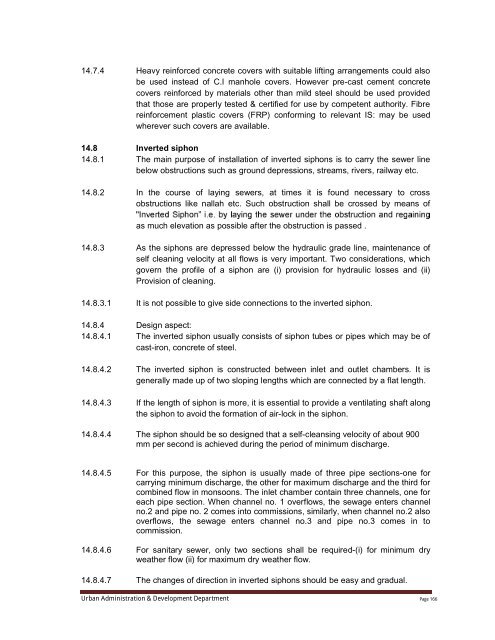 Specifications Part 1 - Water Supply, Sewerage and Tube Well Works