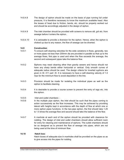 Specifications Part 1 - Water Supply, Sewerage and Tube Well Works