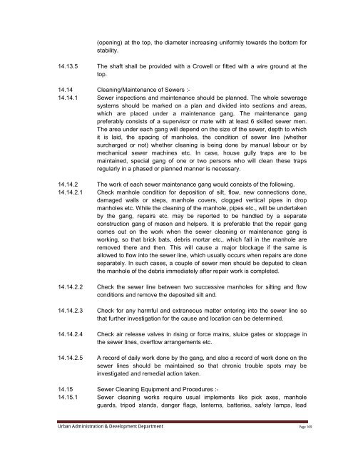 Specifications Part 1 - Water Supply, Sewerage and Tube Well Works